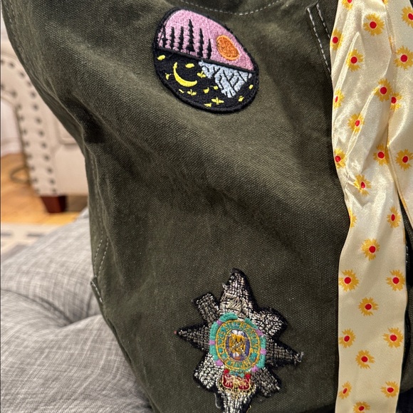 Free People Bag Been There Badge Green Oversized Large Weekender Travel Tote - Picture 11 of 17